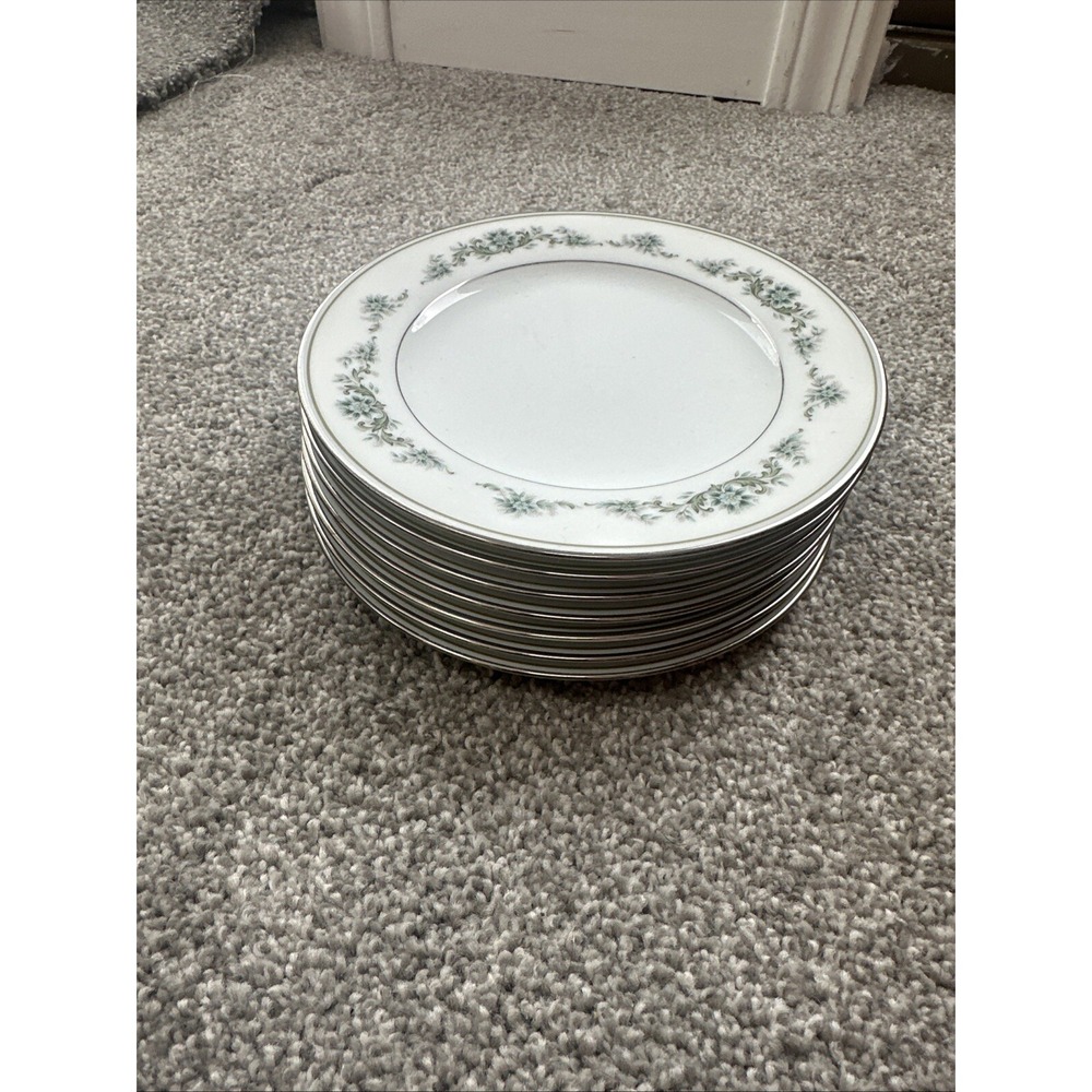 Noritake Porcelain China  6875 Thea w/Platinum Bread Plate Set‎ Of 7
